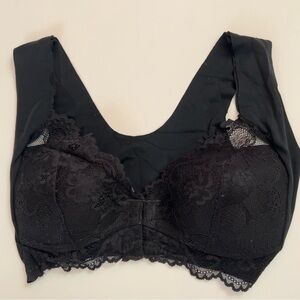 Front Clasp Black Lacey Bra